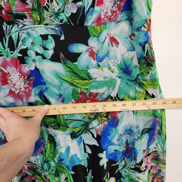 Dressbarn Floral Maxi Dress Size 22W Multicolor Chiffon Flowy Lined Sleeveless - Picture 8 of 11
